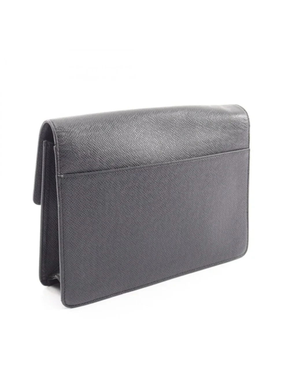 Louis Vuitton Clutch Selenga Taiga Ardoise Black Leather